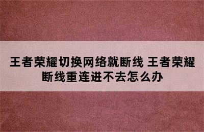 王者荣耀切换网络就断线 王者荣耀断线重连进不去怎么办